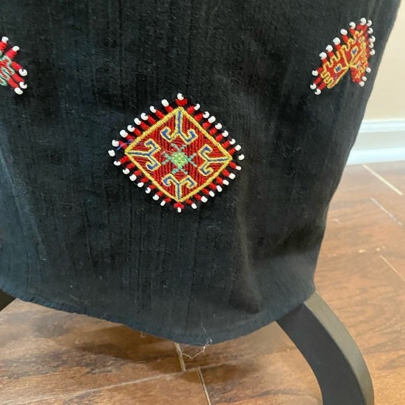 Madewell Embroidered Black Boho Aztec Maxi Dress Halter Top size Small EUC - Picture 6 of 11